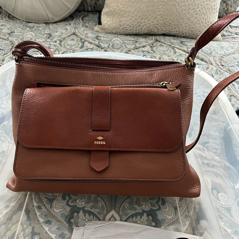 Fossil Brown Leather Kinley Crossbody